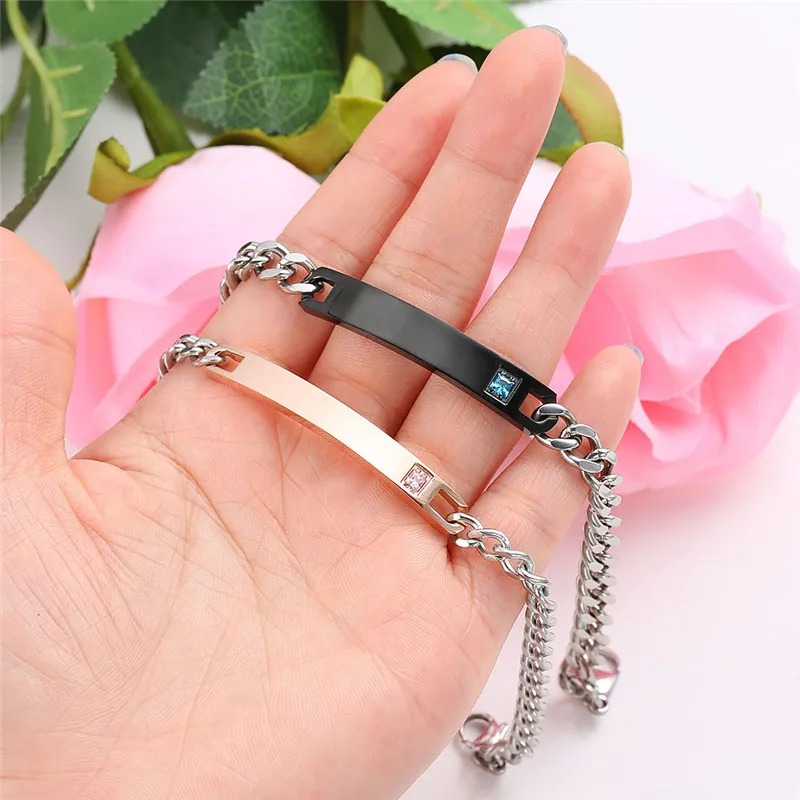 GAGAFEEL Personalized Couple Bracelet Love Stainless Steel Bracelet For Women Men Fashion Jewelry Customised Engrave Bracelet