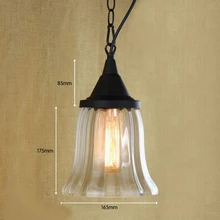 Lámpara colgante de cristal transparente colgante retro reciclado americano con bombilla de luz de Edison luces de cocina y pantalla de lámpara de armario