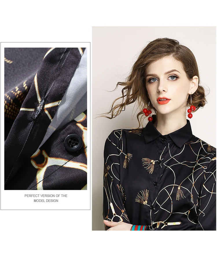 New Arrivals 2018 Summer Women luxury Print Shirt Blouse Thigh quality top Turn Down Collar Long Sleeves black shirt Plus Size New Arrivals 2018 Summer Women luxury Print Shirt Blouse Thigh quality top Turn Down Collar Long Sleeves black shirt Plus Size