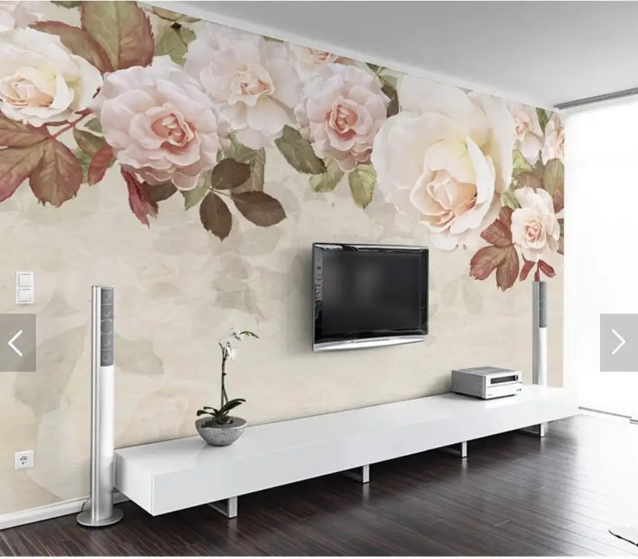 3D обои с цветами розами настенные фотообои Бумага Гостиная ручная живопись маслом обои для стен цветочные росписи на заказ