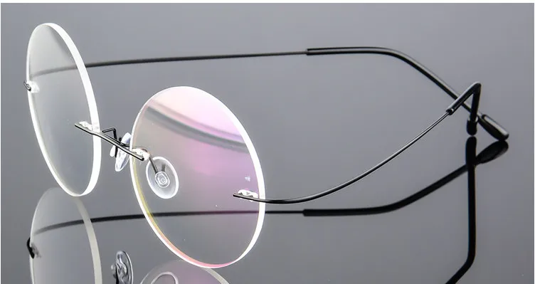 

Eyesilove classic women Titanium Alloy Rimless myopia glasses round lenses Nearsighted Glasses prescription glasses -0.50 -6.00