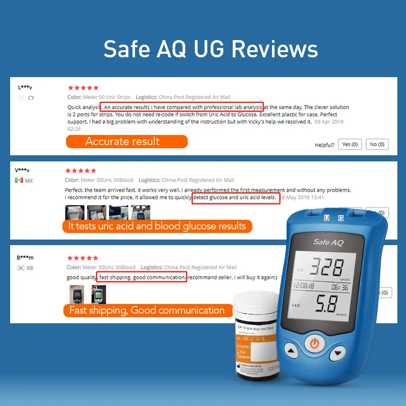 Sinocare Safe AQ UG измеритель уровня глюкозы в крови тест-комплект мочевой кислоты(специальное звено