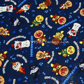 

140*50cm 1pc Anpanman Printe Fabric 100%Cotton Fabric Telas Patchwork Blue Anpanman Print Cotton Fabric Diy Sewing Baby Clothing