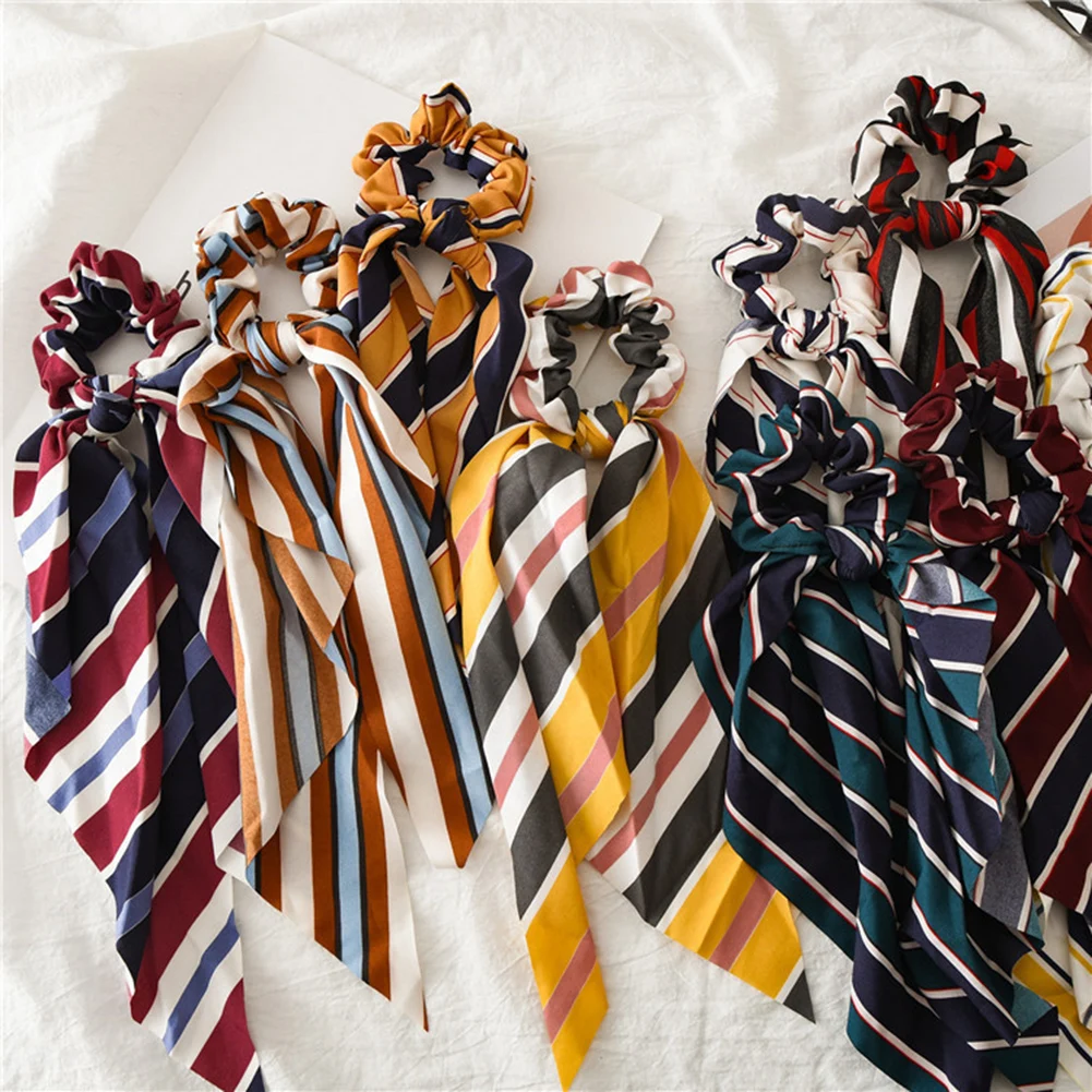 

Floral Print Scrunchie Women Hair Scarf Elastic Bohemian Hairband Bow Hair Rubber Ropes Girls Hair Ties Accessories