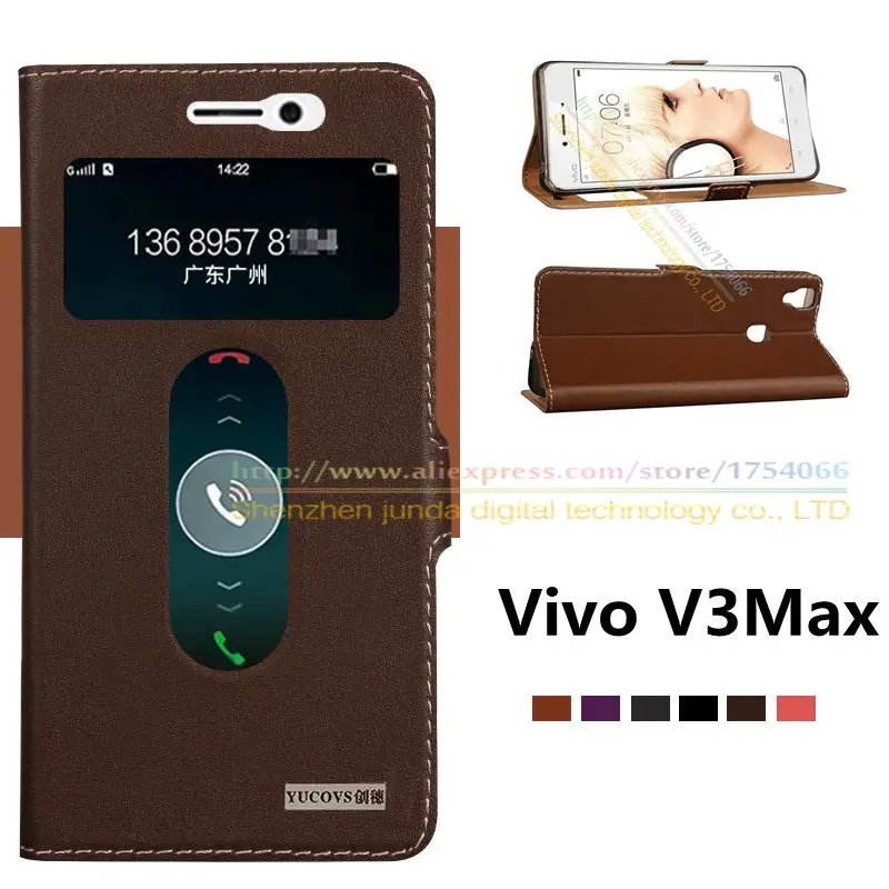 Top Quality Natural Genuine Leather Window Magnet Flip Stand Cover Case For BBK Vivo V3 V3L