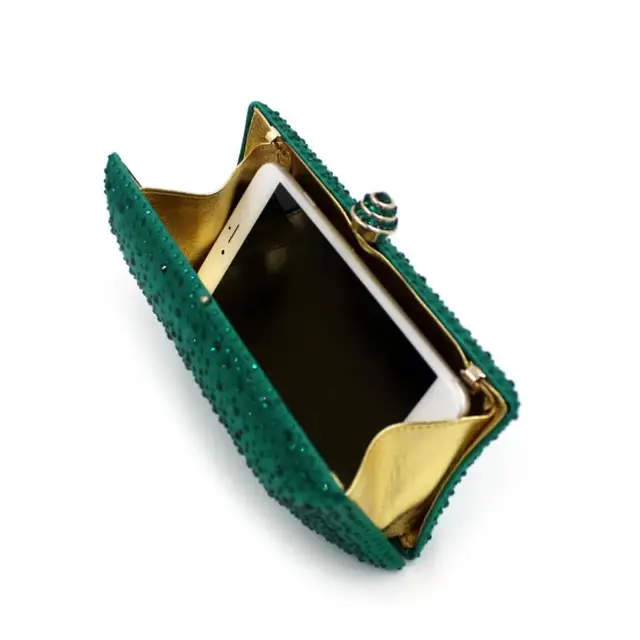 Green Beaded Evening Wedding Clutch Bag