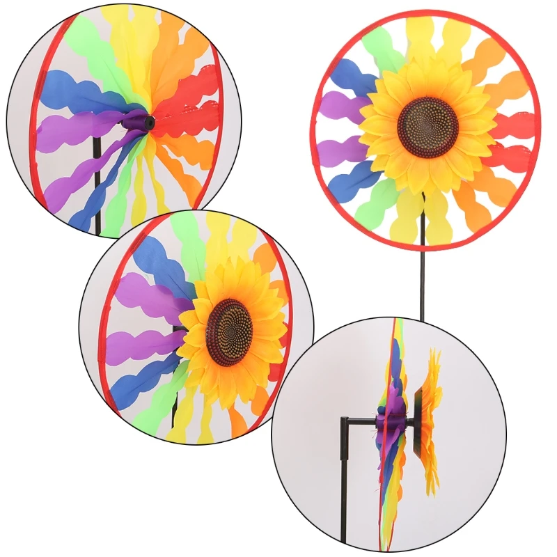 Garden Outdoor Decoration Windmill Spinner Whirligig Kid Toy Orange