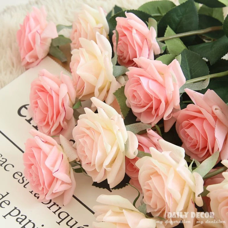 

20pcs/lot! nice high simulation real touch Felt moisturizing rose flowers wedding decorative artificial latex rose wholesale