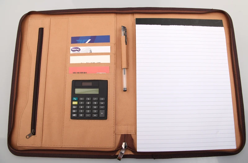 A4 кожаный портфель на молнии с новым дизайном калькулятор почтовый менеджер Сумка для документов папка для бизнес-файлов краткое FPDB-421
