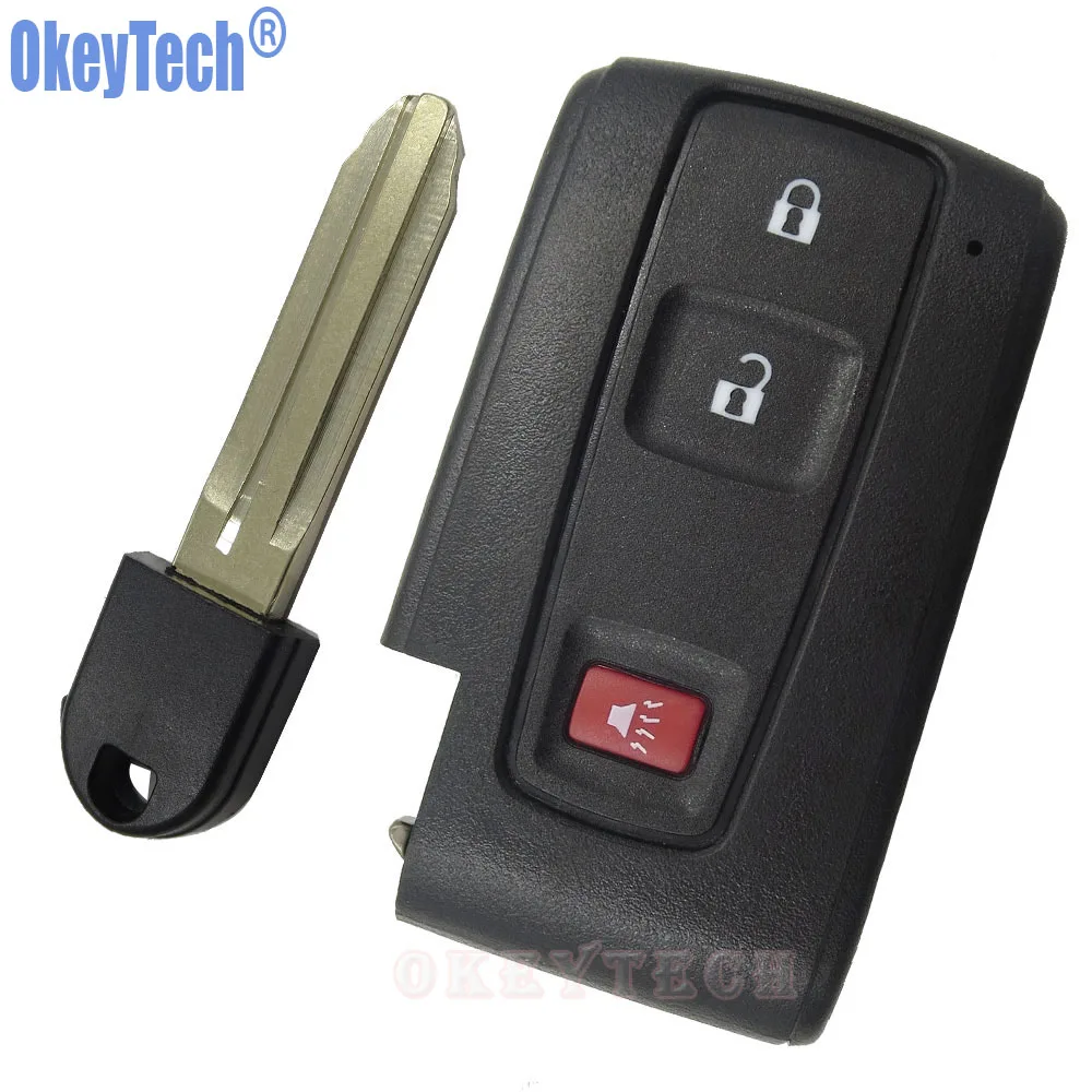 OkeyTech Replacement Keyless Smart Remote Key Shell Case Fob 2+1 3 Buttons For Toyota Prius 2004-2009 Uncut Blade Free Shipping