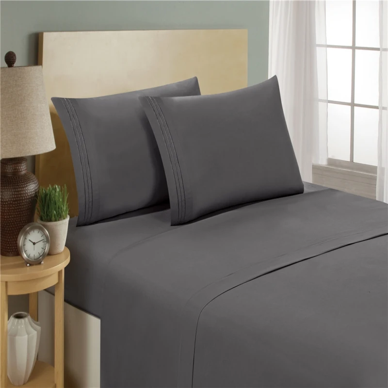 

LAIYINSUN Bedding Set Fitted sheet Flat sheet Pillowcase 3/4pcs Solid Twin Full Queen King California King Sheet Set USA CA Size