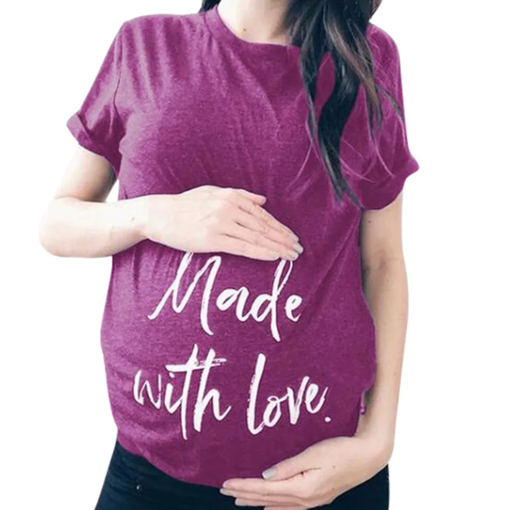 pregnancy tshirt Women Short Sleeve Pregnant Maternity Nursing Letter Print T-Shirt Tops ropa maternal6.33gg