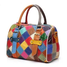 New Exquisite Craft Weave Multi Color Stitching 100% Genuine Leather Handbag Cow Leather Shoulder Bag Messenger Woman Boston Bag New Exquisite Craft Weave Multi Color Stitching 100% Genuine Leather Handbag Cow Leather Shoulder Bag Messenger Woman Boston Bag