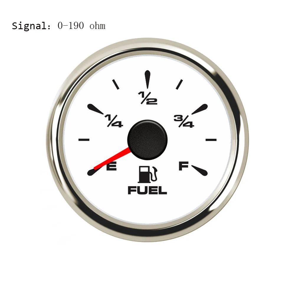 Высокое качество 52 мм датчик уровня топлива 9~ 32 В индикатор топлива для автомобиля лодки с 0~ 190 Ом/240~ 33 Ом - Цвет: White Silver 190 ohm