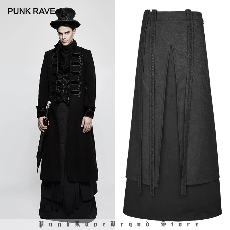 

PUNK RAVE Men's Gothic Skirt Vintage Stage Performance Cosplay Costume Evening Party Personality Scottish Long Skirt for Men