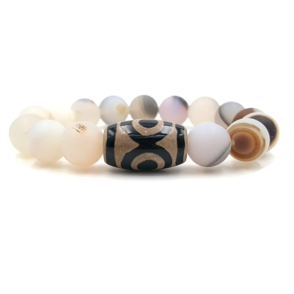 Lii Ji 3 Eye's DZI Beads Agates естественное изображение браслет с агатами для мужчин и
