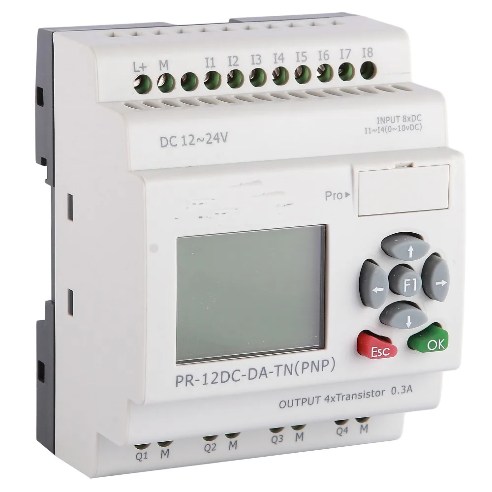 PR 12DC DA TN с ЖК без кабеля программируемый логический контроллер Φ 4 DI/AI(0...10V)+ DI