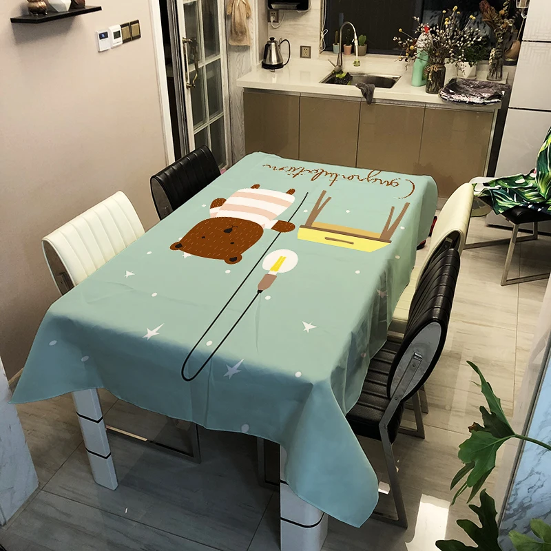 

3d Tablecloth Digital Printing Cartoon Animals Pattern Polyester Waterproof Table Cloth for Wedding Party Table Cover