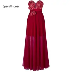 Spendflower Женские Простые без рукавов с открытой спиной Формальные сетки длинные красные вечерние выпускные платья G-144RD