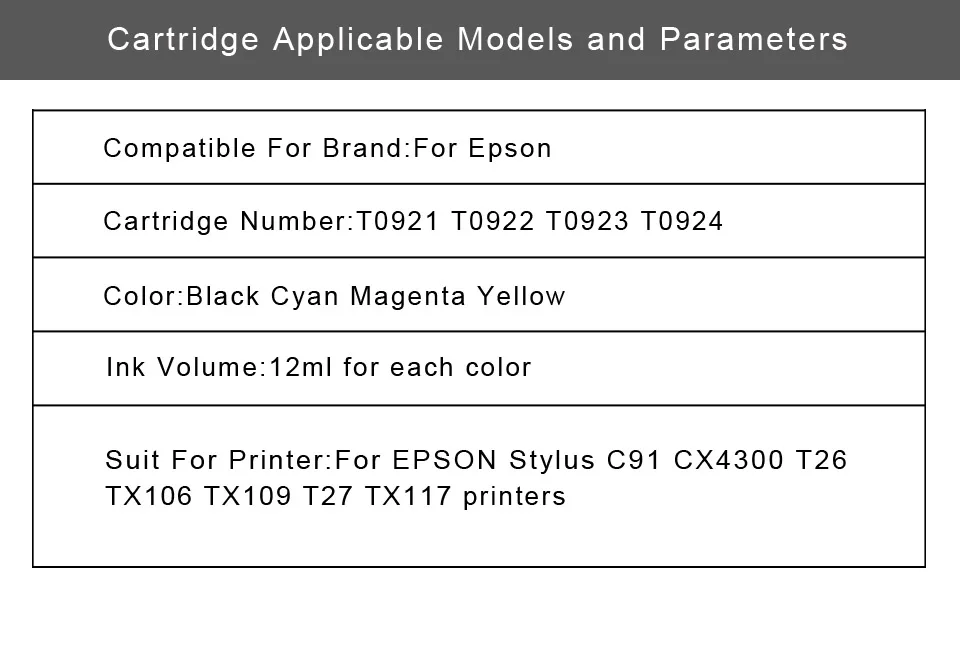 92N T0921 T0921N-924N пустой перезаправляемый картридж для EPSON Stylus T27 TX106 TX117 TX119 TX109 C91 CX4300 устройство сброса счетчика принтера чип