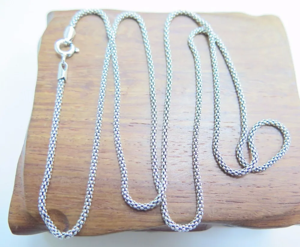 

22"L 925 Sterling Silver Necklace 2mm Popcorn Link Chain Necklace S925