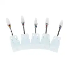5Pcs Ceramic Nail Drill Bits Less Dust Acrylic Nail File Drill Bit for Manicure Nail Art Tips Polish Gel Nails Cleaning Tools