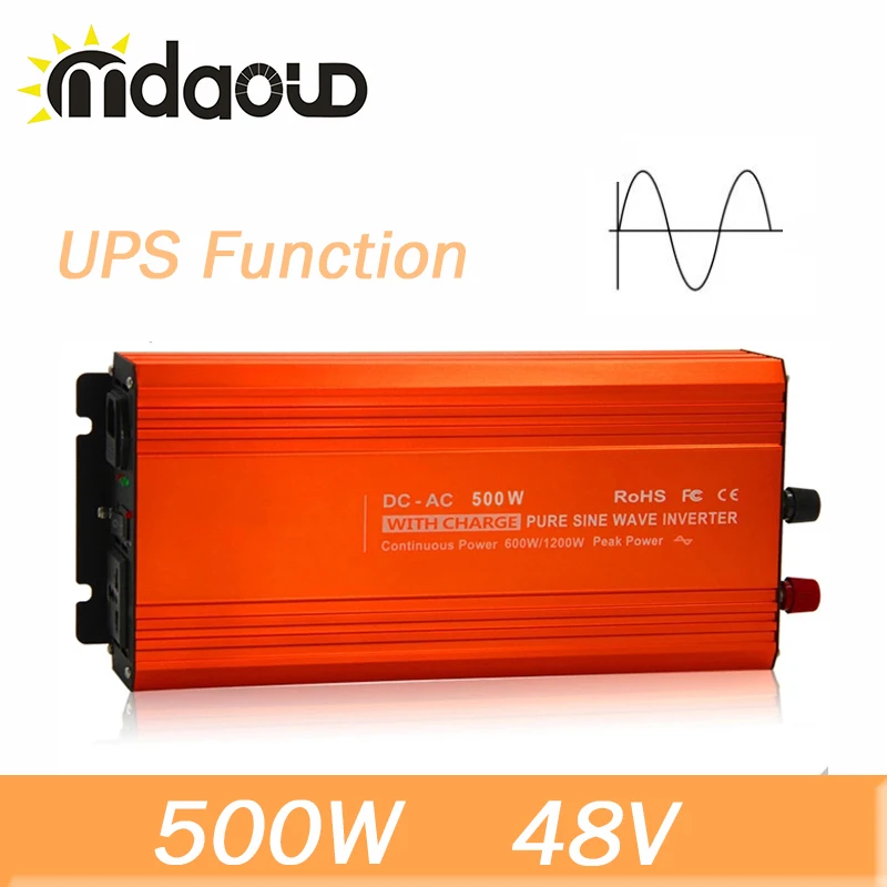 

500W 48VDC To 110/220VAC 1000W Peak Pure Sine Wave Inverter with UPS function