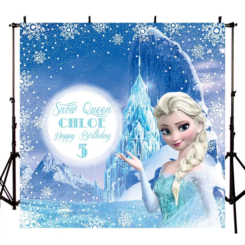 

Photography backdrop Cartoon Frozen Party Crystal Princess Birthday Party photo background customized background photo studio