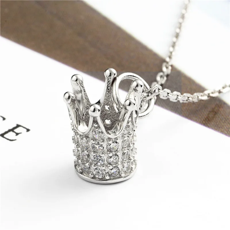 crown full cz necklace woman 100% 925 Sterling silver nacklace Jewellery Clavicle chain pendant charms gift