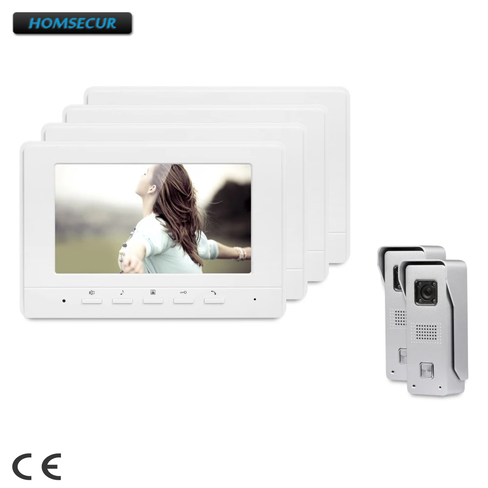 

HOMSECUR 7inch Wired Video Door Intercom System with One Button Unlock for Home Security XC002+XM707-W