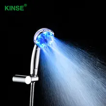 KINSE High Quality ABS Plastic Hand Held LED Bathroom Shower Head with Hydroelectric Power Generation LED