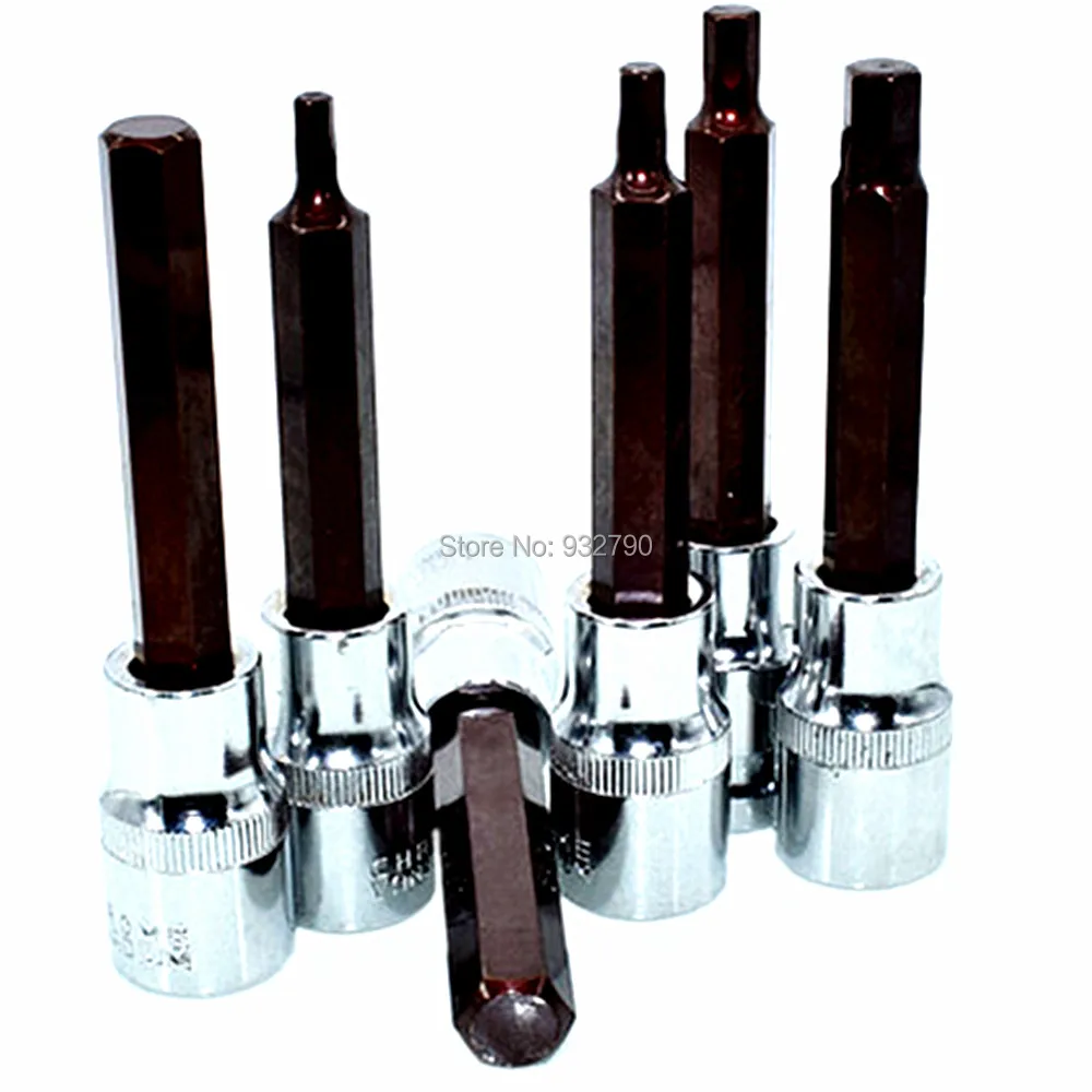 6pcs Metric Allen Hex Bit Socket Set 1/2" Drive Hex Spline Socket Bit