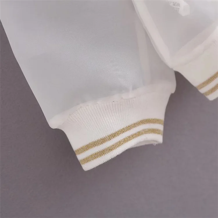 2018 autumn Women White Flower Jacket See Through Sexy Outwear Coat Lady Casual Embroidery Baseball Jackets Tops Coats