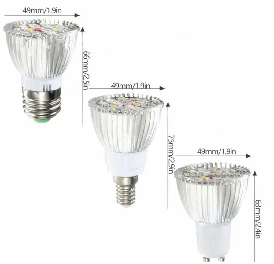 5730SMD светодиодный светильник для роста растений AC 85-265V E27, E14, GU10 18W 28 светодиодный