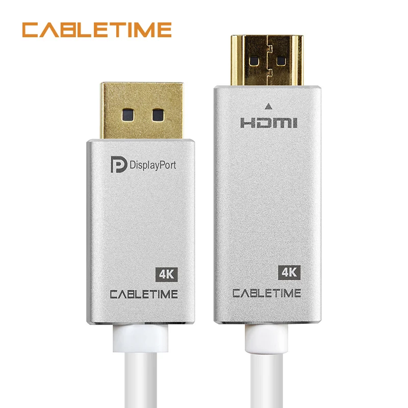 

Cabletime DisplayPort To HDMI Cable 4K 30Hz DP To HDMI DP M/M Gold-Plated Pre DP 1.2 for HDTV Projector Laptop PC Monitor N165