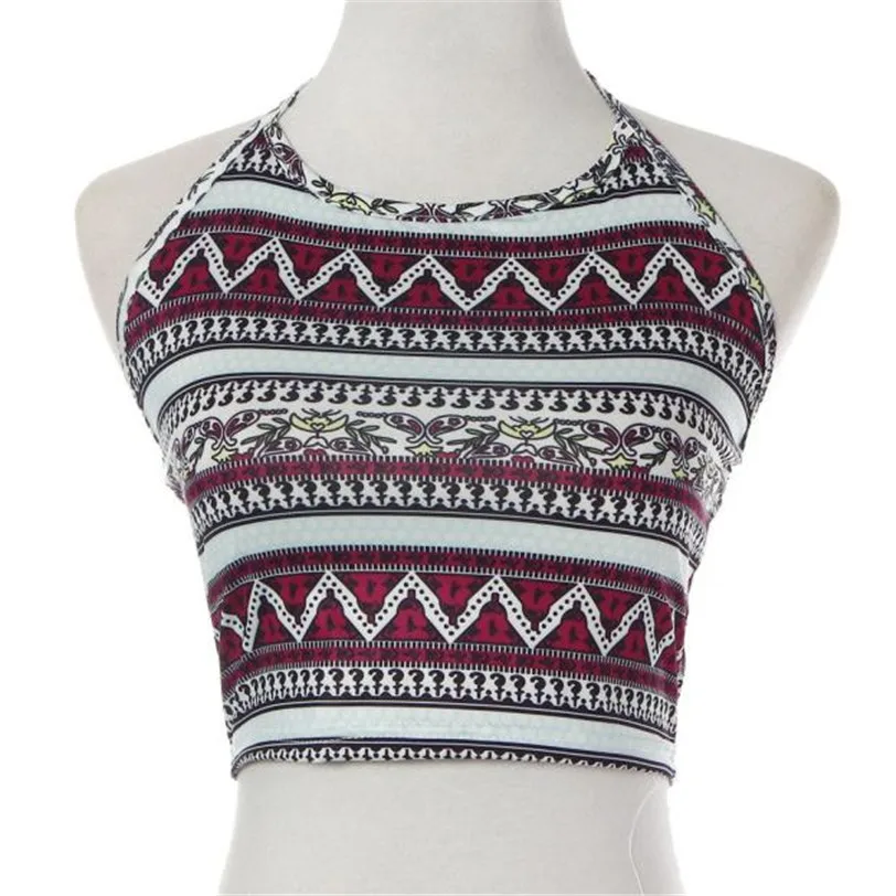 Boho Halterneck Crop Top Female Camis Vintage Sexy Casual Vest Women's Tops Base Shirt Cropped Women's Blouse Wholesale noFB13 (1)