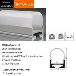 Tinyorda 1000 шт. (длина 1 м) светодиодный профиль Alu светодиодный профиль канала для 17 мм Светодиодные полосы света 1 м светодиодный профиль Alu
