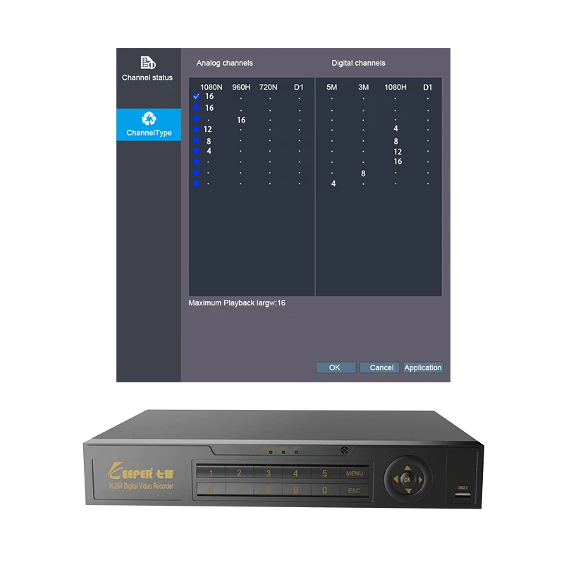KEEPER 16 канальный DVR 1080N AHD видео наблюдения Full HD 5 в 1 Гибридный 960*1080 рекордер