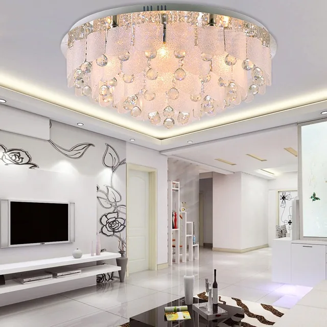 Modern Surface Mounted Led Crystal Chandelier Ceiling Remote Control Modern Surface Mounted Led Crystal Chandelier Ceiling Remote Control Abs Lampshade Lights For Living Room
