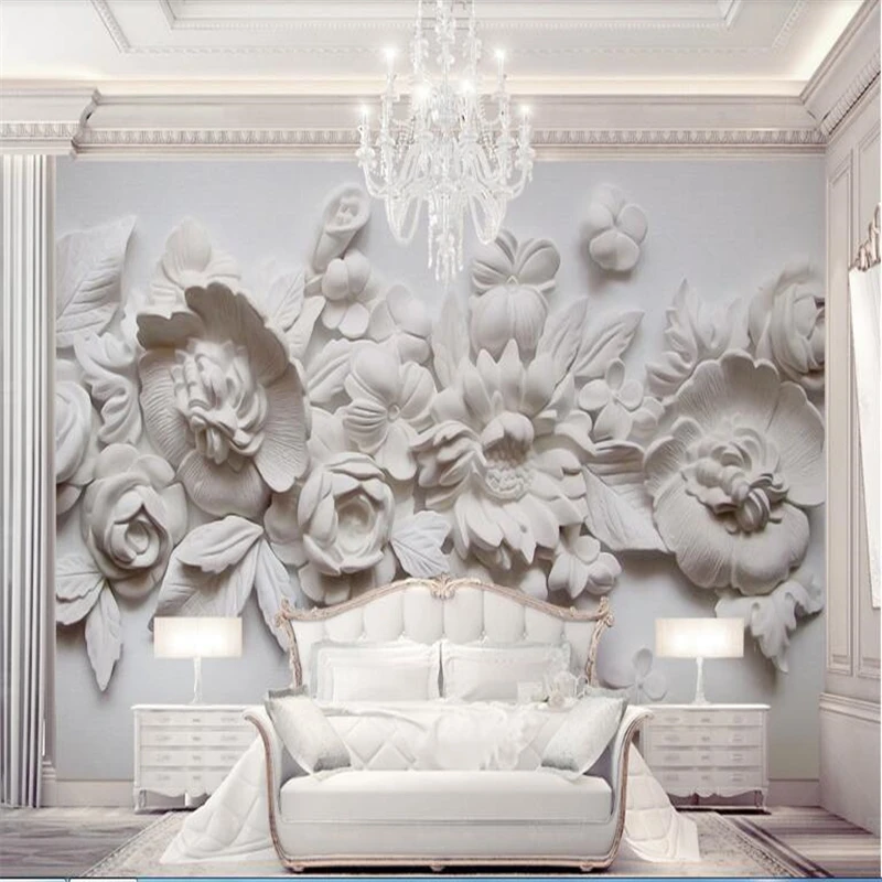 

beibehang 3d wallpaper fine oil painting style European-style plaster carved decorative sofa bed background mural wallpaper 3d