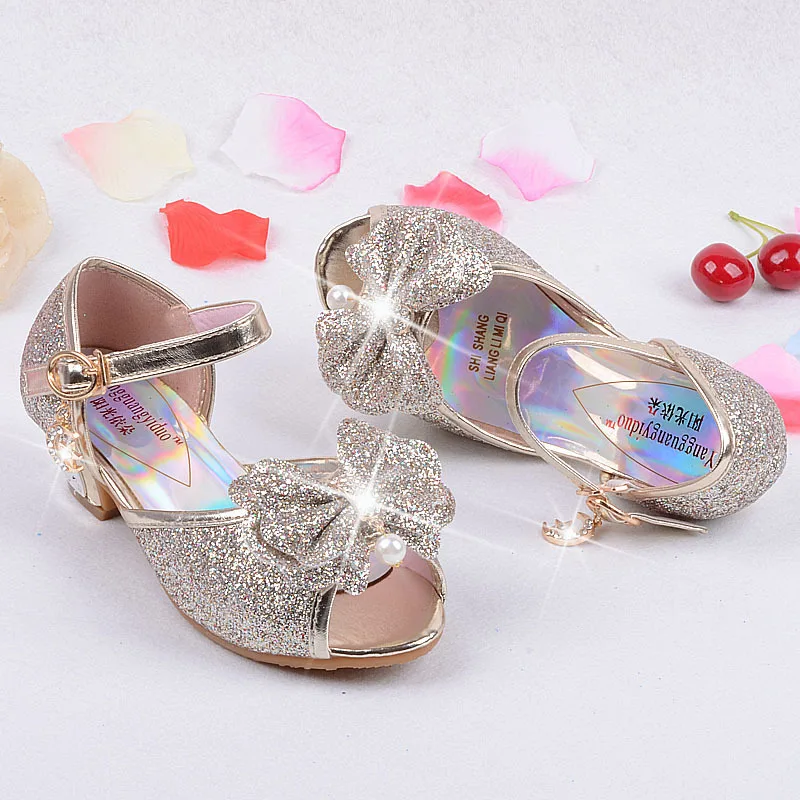 Сандалии для девочек принцесса Обувь детская обувь на высоком каблуке танкетке бабочка блеск детская обувь для танцев и вечеринок Сандалии для девочек для Обувь для девочек