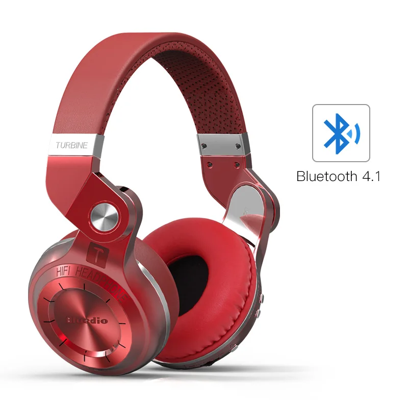 Bluedio T2S(турбина2 дистинктивный) инновационный завёрнутый внутрь дизайн, Bluetooth наушники с встроенным микрофоном, новейший bluetooth 4.1, большая совместимость, HiFi наушники - Цвет: Red