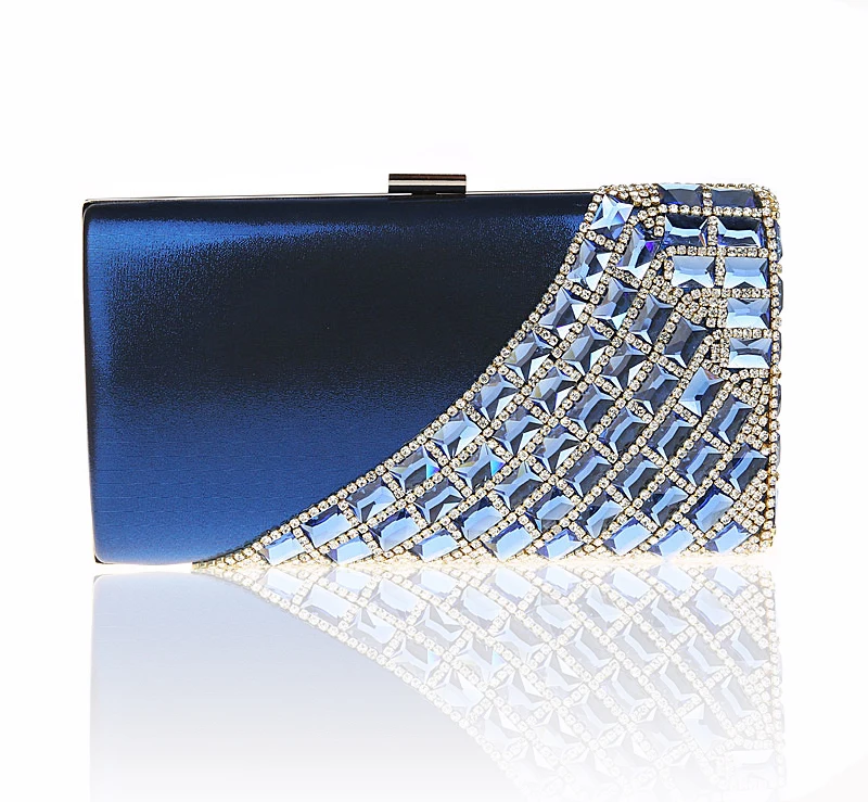 2016 Top Selling Blue Evening Bag Women's Zircon Banquet Handbag Clutch