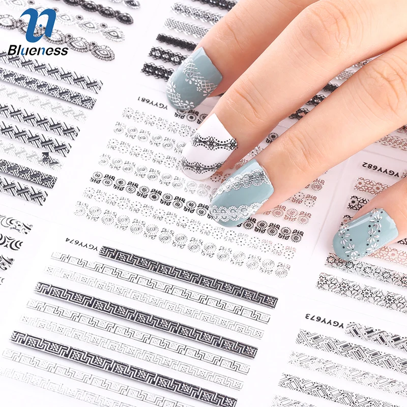 

24pcs/lot 3d Nail Stickers Decal Beauty Summer Styles Design Nail Art Charms Manicure Bronzing Vintage Decals Decorations Tools