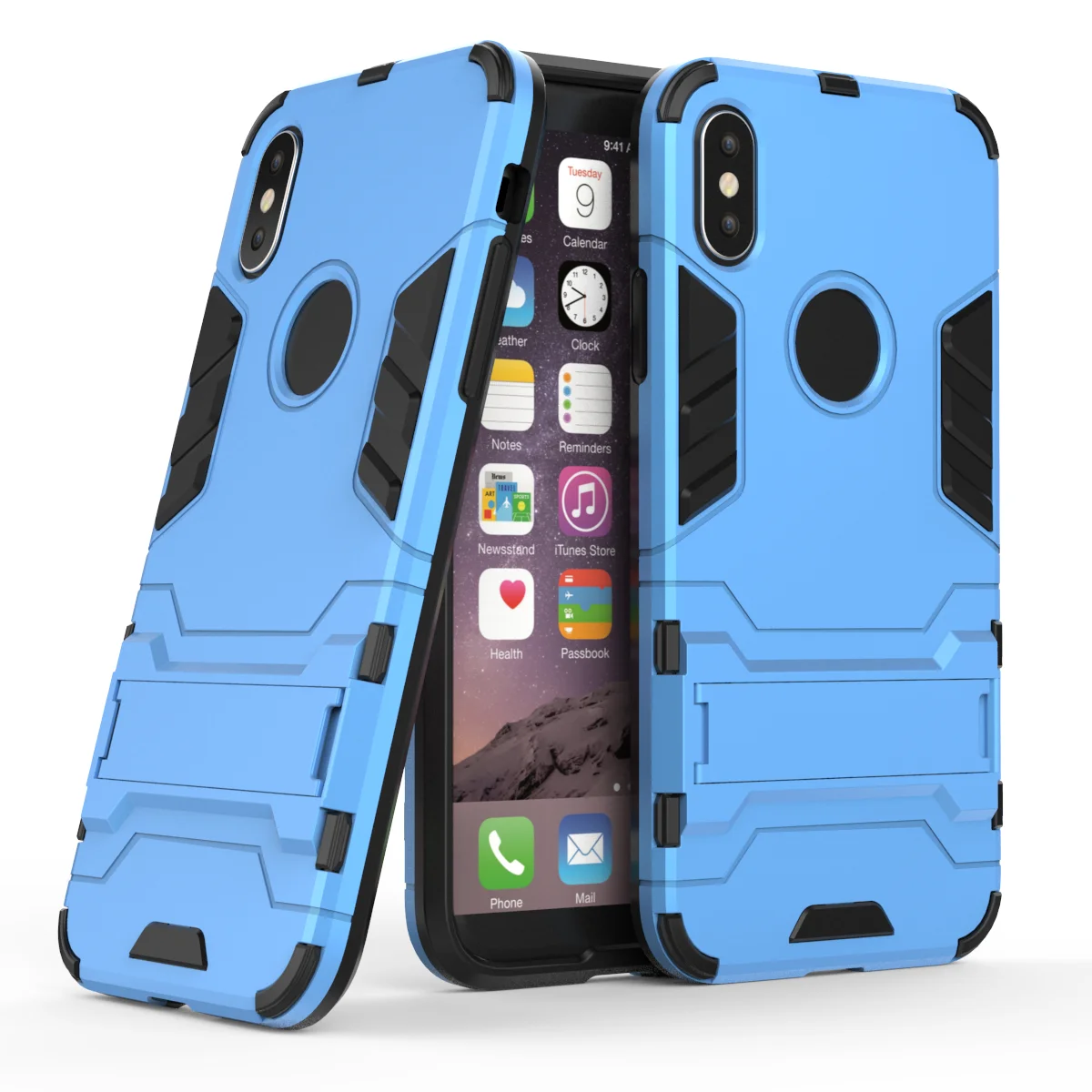

3D Shockproof Armor Cases For iPhone X XR XR Max 8 7 6 6sPlus 6 5 5s 5c TPU Protective Hard Phone Cover Stand Shell