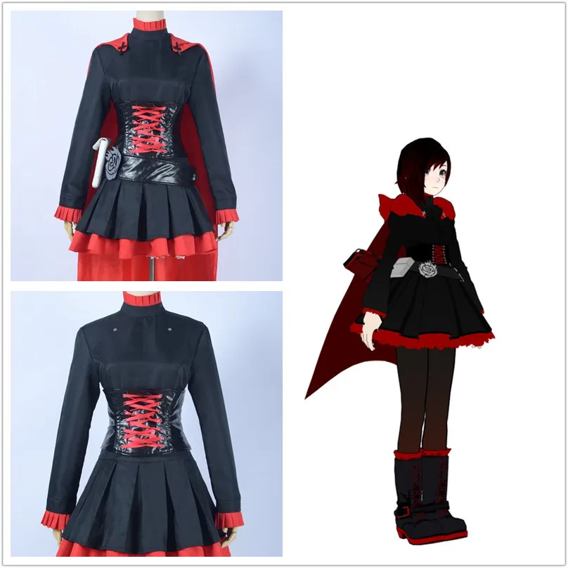 RWBY Red Trailer Ruby Rose Uniform Outfits Cosplay Costume Halloween