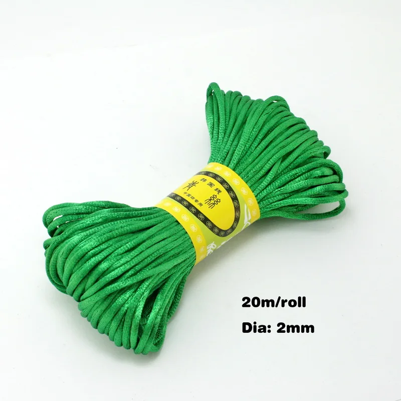 Новое поступление размер отверстия 2 мм 20 м/лот 29 цветов на выбор китайский узел шнур для рукоделия изготовление аксессуаров - Цвет: grass green