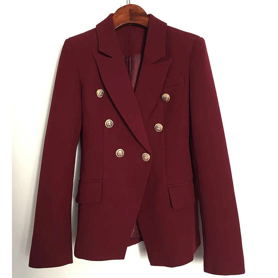 Haute Bordeaux Rouge Boucle En Métal Détonation À Nouveau De Boutonnage Costume Modèle Double Qualité Tête Manteau 6qZ4twZ