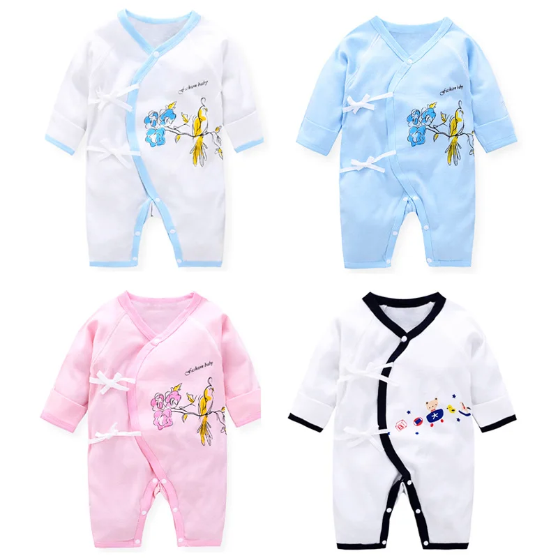 Одежда для новорожденных от 0 до 3 месяцев, хлопковые комбинезоны для младенцев, одежда для скалолазания с героями мультфильмов тонкий комбинезон с бабочкой, один предмет