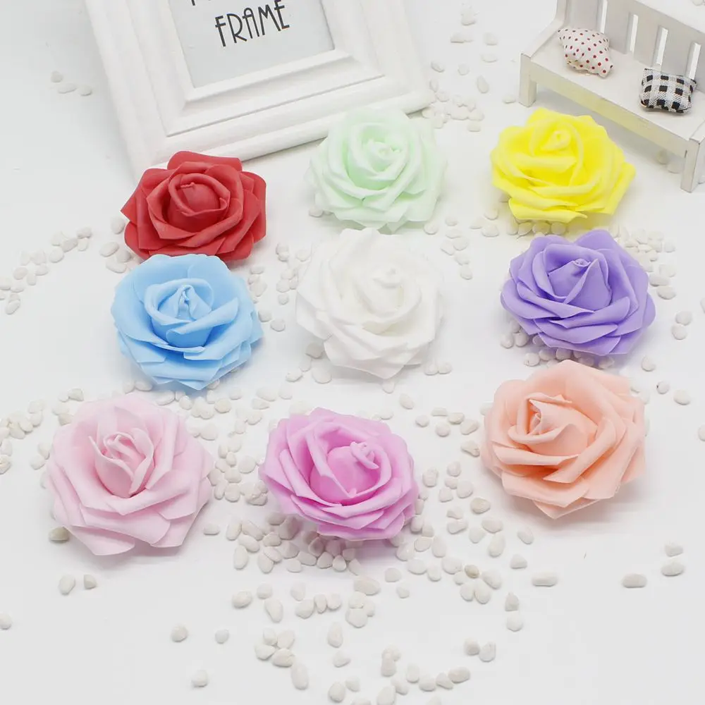

Handmade 10 pcs / lot Rose Foam Foam Rose Artificial Pink Flower Head Diy for Wedding Home Decoration Festival Diameter 6 cm